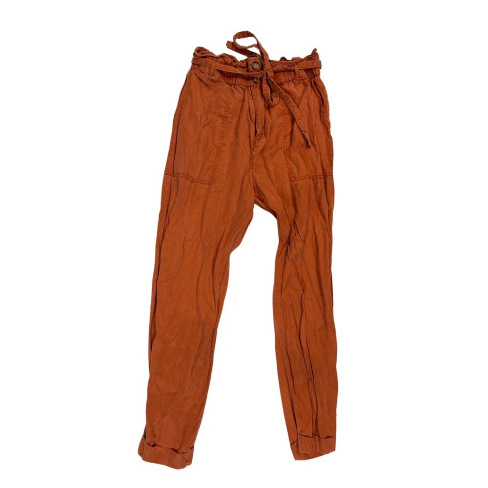 Burnt Orange Paperbag Linen Pants Size Medium Women C'est Toi